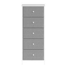 JOYFURNOS   Chest of Drawers, Storage Cabinet with 5 Fabric Drawers, Grey and White - thumbnail 7