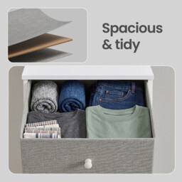 JOYFURNOS   Chest of Drawers, Storage Cabinet with 5 Fabric Drawers, Grey and White - thumbnail 2