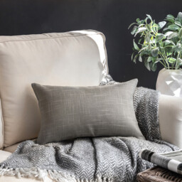 Phantoscope Throw Pillow Cover Soft Textured Lined Burlap Cushion Covers Pillowcase for Home Decor Car Sofa Couch Pack of 2 Light Grey 30 x 50cm - thumbnail 4