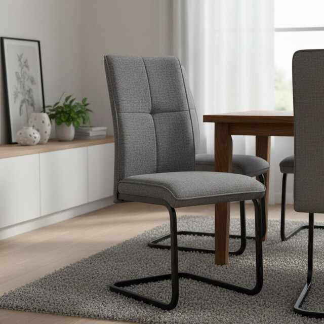 Dining Chair Venezia Cantilever Dark Grey 2pcs