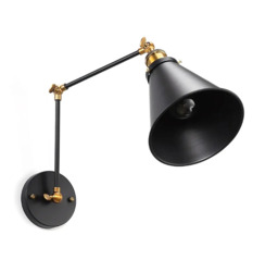 Homary Industrial Retro Double Swing Arm 1-Light Wall Sconce in Black & Brass