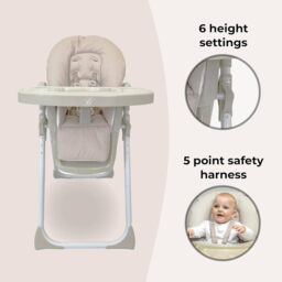 My Babiie MBHC8 Premium Highchair 6+ Months Oatmeal Herringbone - thumbnail 4