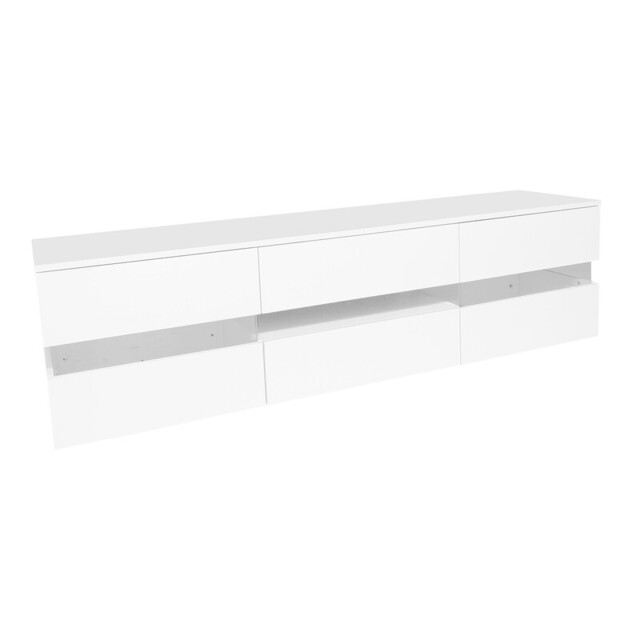 White High Gloss TV Stand with LED Lights 4 Doors 2 Drawers 160cm - image 1