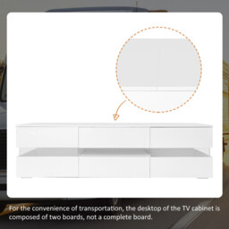 White High Gloss TV Stand with LED Lights 4 Doors 2 Drawers 160cm - thumbnail 5