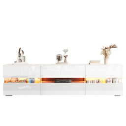 White High Gloss TV Stand with LED Lights 4 Doors 2 Drawers 160cm - thumbnail 7