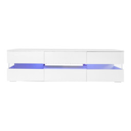 White High Gloss TV Stand with LED Lights 4 Doors 2 Drawers 160cm - thumbnail 3