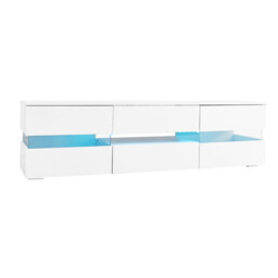 White High Gloss TV Stand with LED Lights 4 Doors 2 Drawers 160cm - thumbnail 2