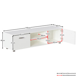 Vida Designs TV Unit Cosmo 2 Doors White L: 140cm - thumbnail 3