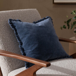 Yard Cushion Bertie Washed Cotton Velvet Square Ink 45x45cm - thumbnail 1