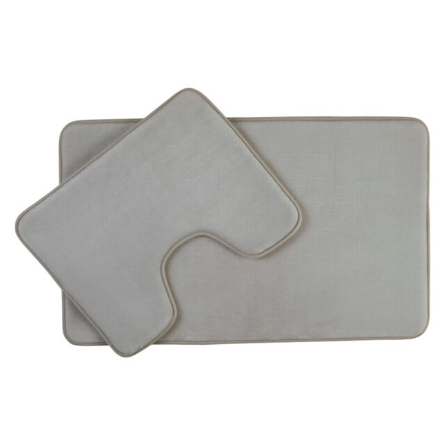 Maison by Premier Bath Mat & Pedestal Set Soak Microfibre Plush Grey 50x80cm - image 1