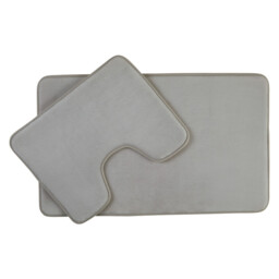 Maison by Premier Bath Mat & Pedestal Set Soak Microfibre Plush Grey 50x80cm - thumbnail 1