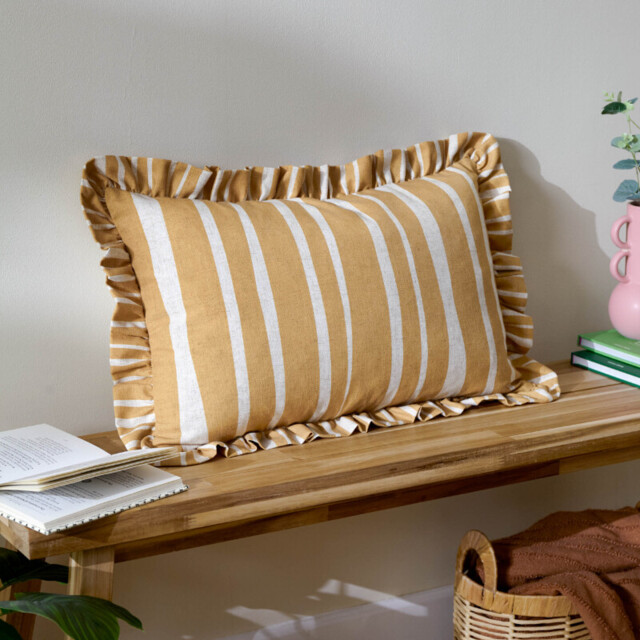 Furn Cushion Camron Stripe Rectangle Oche 46x60cm - image 1