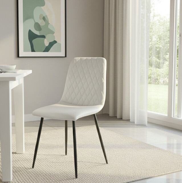 Dining Chairs Argenta Quilted Faux Leather Light Grey 2pcs - image 1