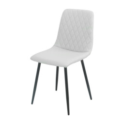 Dining Chairs Argenta Quilted Faux Leather Light Grey 2pcs - thumbnail 2