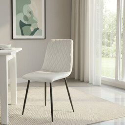Dining Chairs Argenta Quilted Faux Leather Light Grey 2pcs - thumbnail 1