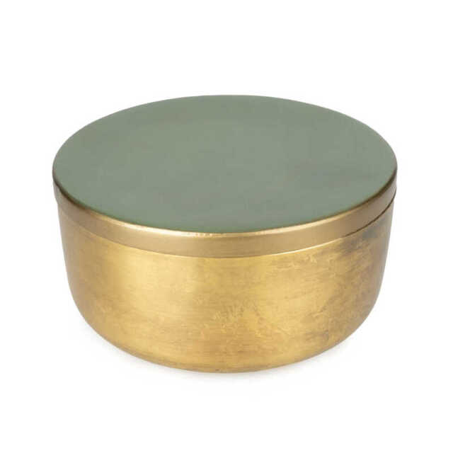 Candlelight Decorative Box Metal & Enamel Gold/Green - image 1