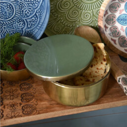 Candlelight Decorative Box Metal & Enamel Gold/Green - thumbnail 2