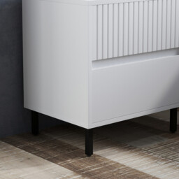 HOMCOM Bedside Table Modern Ridged 2 Drawers White/Black - thumbnail 3
