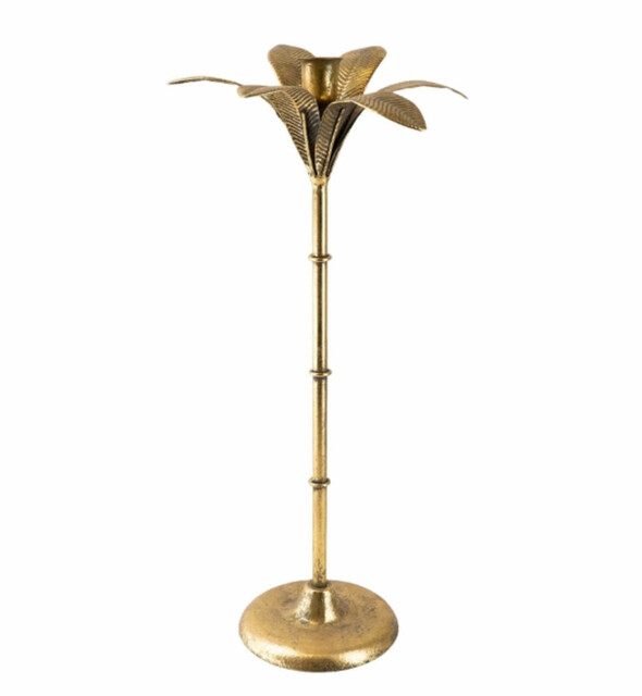 Candlelight Candle Holder Tapered Palm Tree Metal Gold H:42cm - image 1