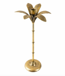 Candlelight Candle Holder Tapered Palm Tree Metal Gold H:42cm - thumbnail 5