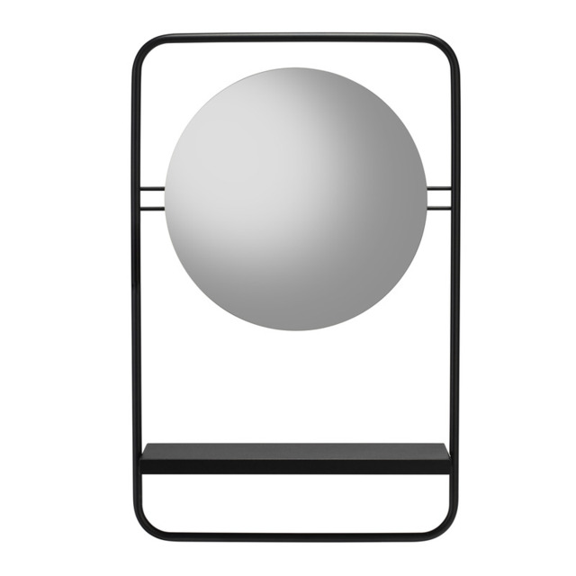 Croydex Mirror Furzton Round Shelf Storage Black 41.3x64.2cm - image 1