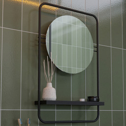 Croydex Mirror Furzton Round Shelf Storage Black 41.3x64.2cm - thumbnail 6