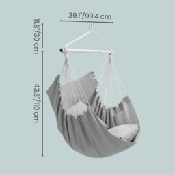 JOYFURNOS Hanging Chair, Hanging Swing with 2 Cushions, Swing Chair, Metal Chain, Load Capacity up to 150 kg, Indoor, Outdoor, Living Room, Bedroom, Gray - thumbnail 6