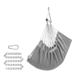 JOYFURNOS Hanging Chair, Hanging Swing with 2 Cushions, Swing Chair, Metal Chain, Load Capacity up to 150 kg, Indoor, Outdoor, Living Room, Bedroom, Gray - thumbnail 5