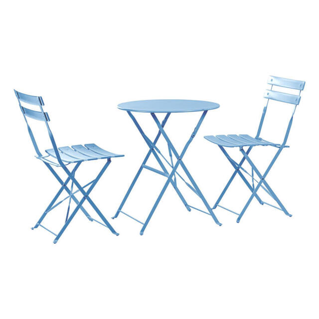 Harbour Housewares 2 Seater Sussex Bistro Set, Round, Cornflower Blue - image 1
