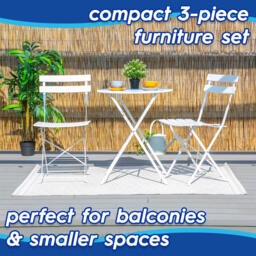 Harbour Housewares 2 Seater Sussex Bistro Set, Round, Cornflower Blue - thumbnail 5