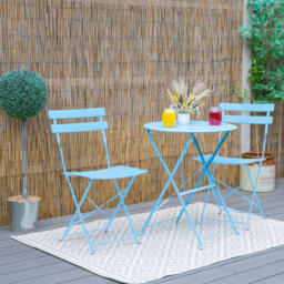 Harbour Housewares 2 Seater Sussex Bistro Set, Round, Cornflower Blue - thumbnail 2