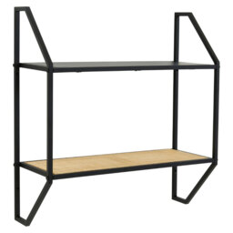 Interiors by Premier Wall Décor Depok Rattan Shelves Black/Natural - thumbnail 1