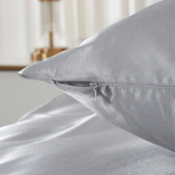 Meeallhome Satin Fitted Sheet 3-Piece Set, Comforter 220*200 cm, Gray, Light Luxury Style - thumbnail 5
