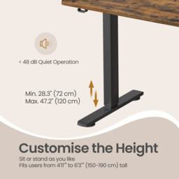 JOYFURNOS  Electric Standing Desk, Height Adjustable, 140 x 60 cm, 4 Memory Heights, for Home Office, Rustic Brown - thumbnail 4