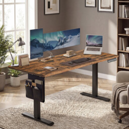 JOYFURNOS  Electric Standing Desk, Height Adjustable, 140 x 60 cm, 4 Memory Heights, for Home Office, Rustic Brown - thumbnail 5