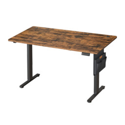 JOYFURNOS  Electric Standing Desk, Height Adjustable, 140 x 60 cm, 4 Memory Heights, for Home Office, Rustic Brown