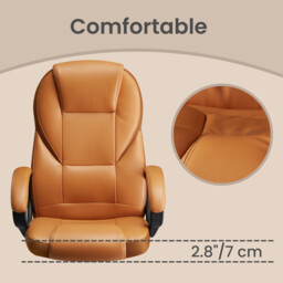 Ochama Ergonomic Desk Chair, 73x70x(112-122)cm, Adjustable Swivel Office Chair with Silent Wheels, for Home Workspace, Brown - thumbnail 4