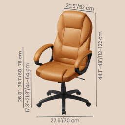 Ochama Ergonomic Desk Chair, 73x70x(112-122)cm, Adjustable Swivel Office Chair with Silent Wheels, for Home Workspace, Brown - thumbnail 3
