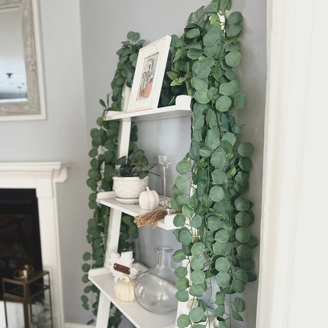 2Pcs 5.9ft/1.8m Artificial Greenery Garland Spring Faux Eucalyptus Leaves Table Vines for Wedding Backdrop Fireplace Arch Door Wall Room Decor - image 1
