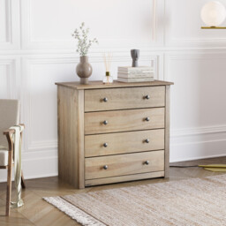 Vida Designs Drawer Chest Panama Solid Pine 4 Drawers Natural Oak