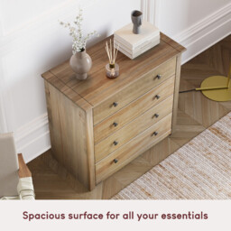 Vida Designs Drawer Chest Panama Solid Pine 4 Drawers Natural Oak - thumbnail 5