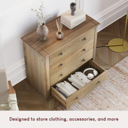 Vida Designs Drawer Chest Panama Solid Pine 4 Drawers Natural Oak - thumbnail 4