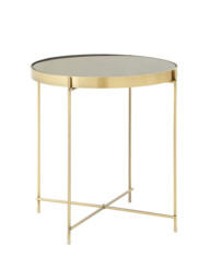 Interiors by Premier Side Table Allure Brushed Bronze/Black Mirror Round Small - thumbnail 2