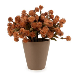 Candlelight Artificial Allium Plant in Ceramic Pot Orange 20cm