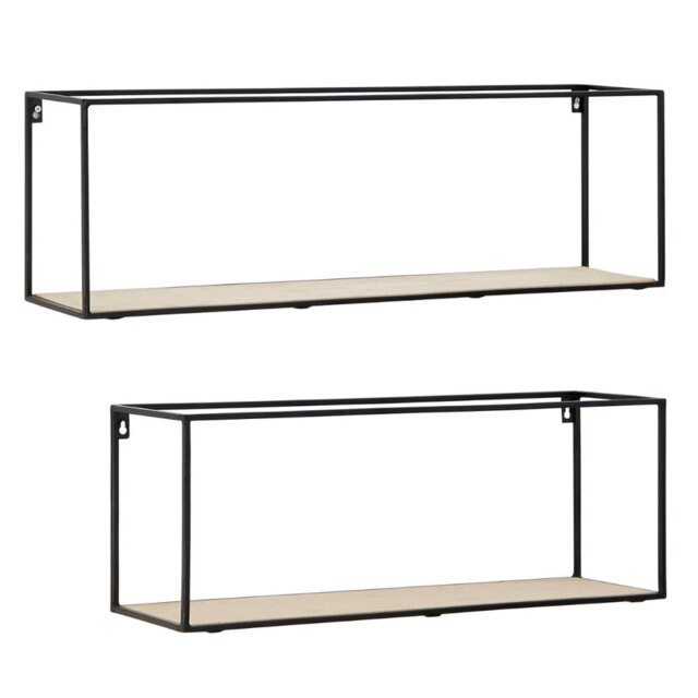 Interiors by Premier Wall Décor Brixton Rectangle Wood Shelves Black/Natural 2pcs - image 1