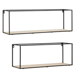 Interiors by Premier Wall Décor Brixton Rectangle Wood Shelves Black/Natural 2pcs - thumbnail 1