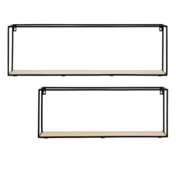 Interiors by Premier Wall Décor Brixton Rectangle Wood Shelves Black/Natural 2pcs - thumbnail 2