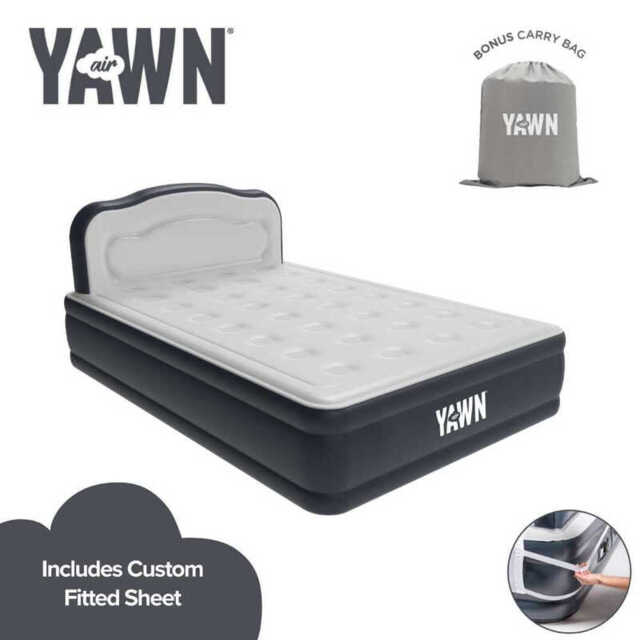 Yawn Air Bed Deluxe with Headboard & Fitted Sheet Self Inflating Double - image 1
