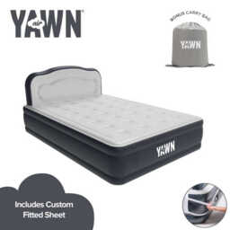 Yawn Air Bed Deluxe with Headboard & Fitted Sheet Self Inflating Double