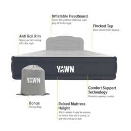 Yawn Air Bed Deluxe with Headboard & Fitted Sheet Self Inflating Double - thumbnail 4